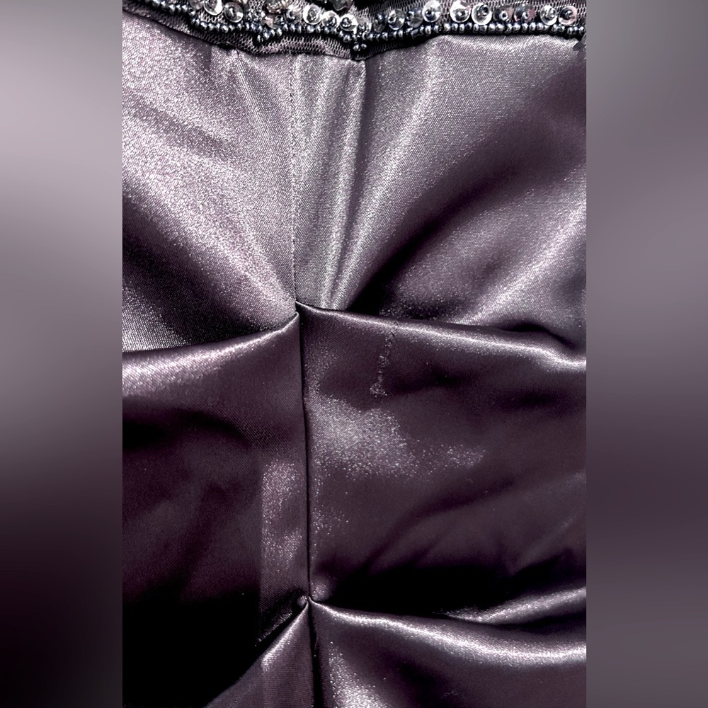 BA Nites satin ruched mermaid evening dress, size 10 (dark grey) - Picture 5 of 5